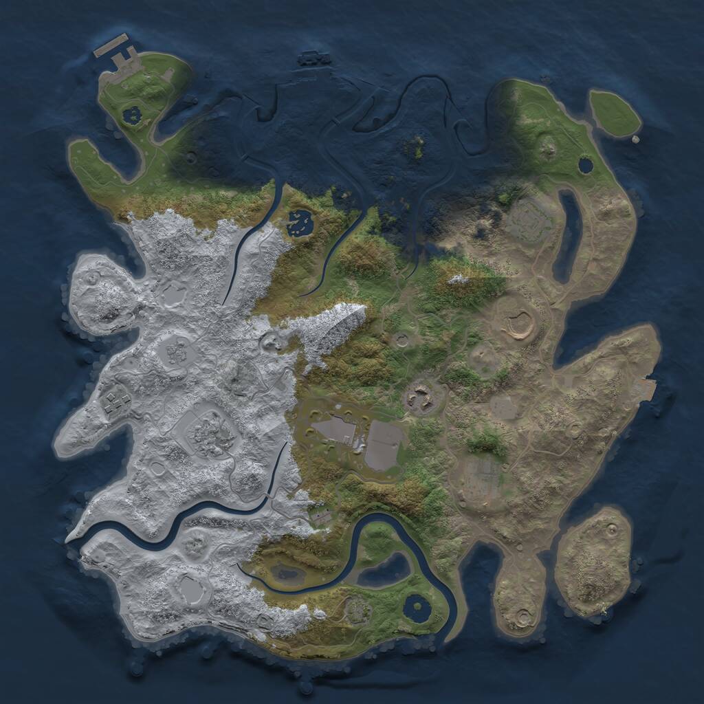 Rust Map: Procedural Map, Size: 3800, Seed: 3456345, 14 Monuments