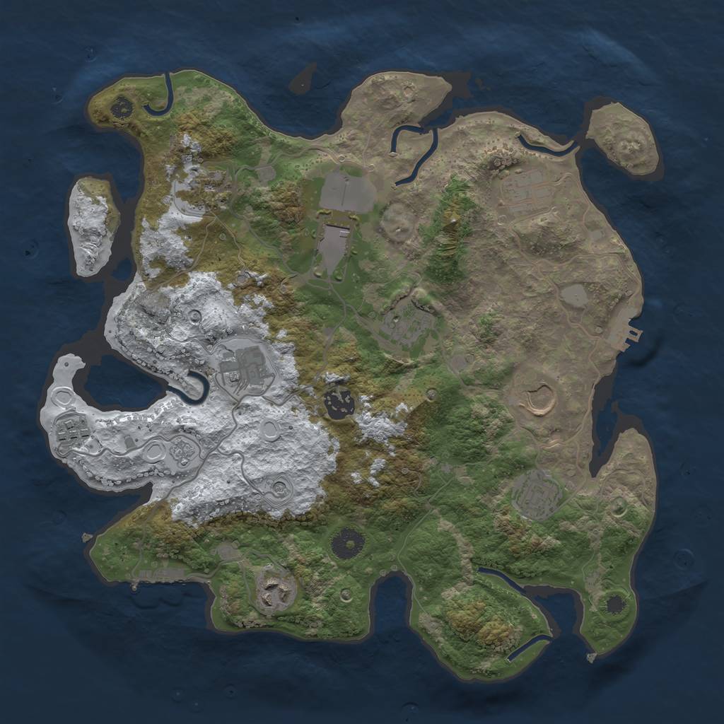 Rust Map: Procedural Map, Size: 3500, Seed: 1696231998, 19 Monuments