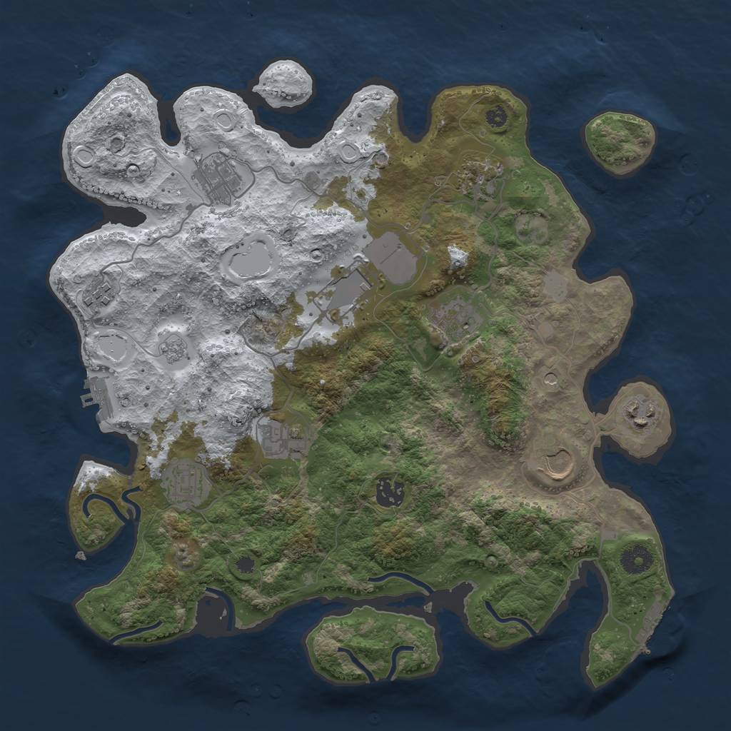 Rust Map: Procedural Map, Size: 3600, Seed: 140488022, 19 Monuments