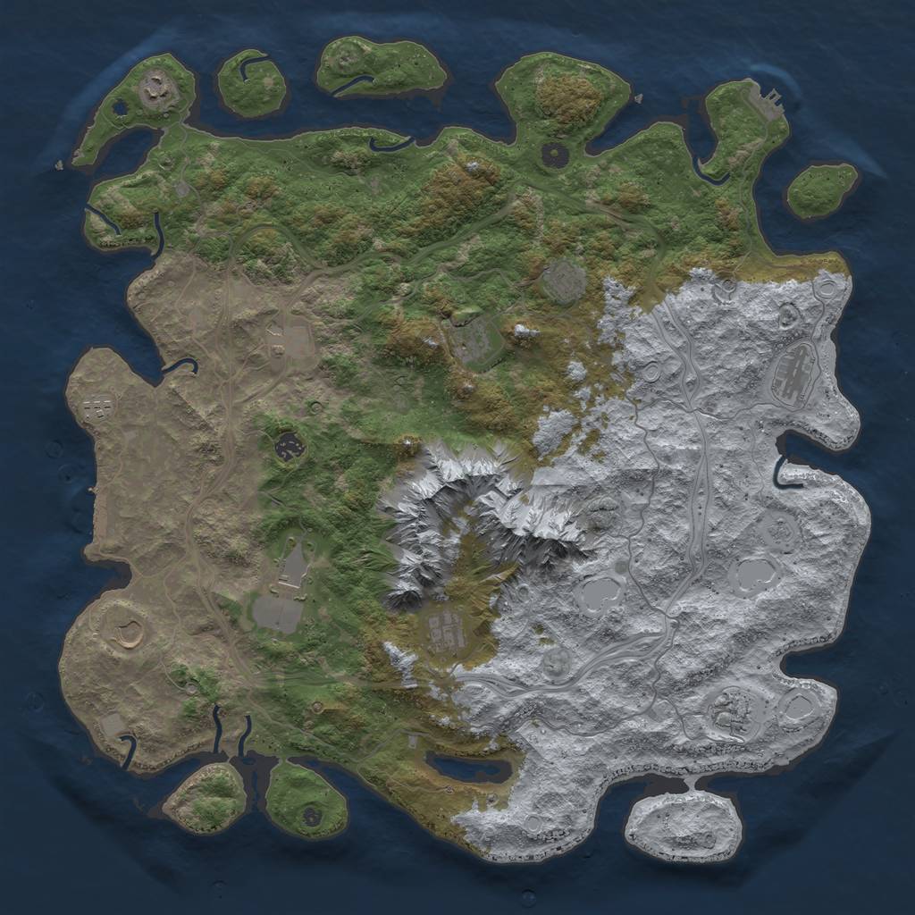 Rust Map: Procedural Map, Size: 5000, Seed: 1639348700, 20 Monuments