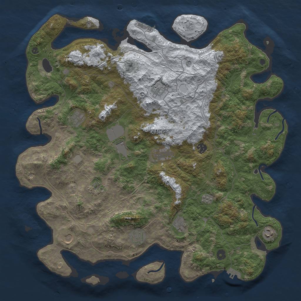 Rust Map: Procedural Map, Size: 4500, Seed: 53962286, 20 Monuments