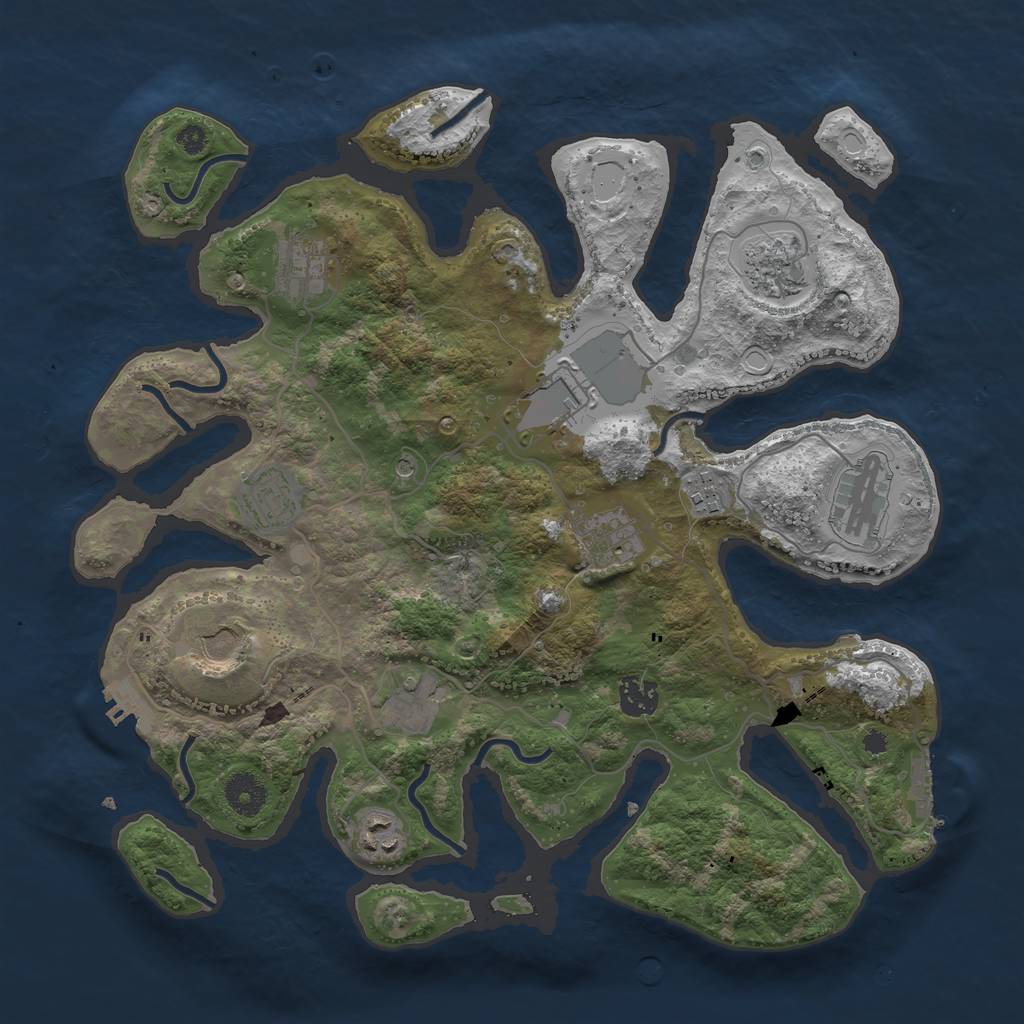Rust Map: Procedural Map, Size: 3700, Seed: 1335375671, 19 Monuments