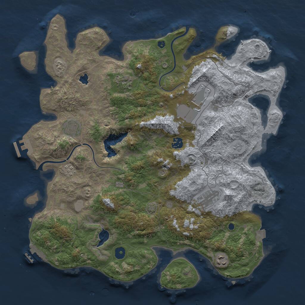 Rust Map: Procedural Map, Size: 4000, Seed: 171728765, 13 Monuments
