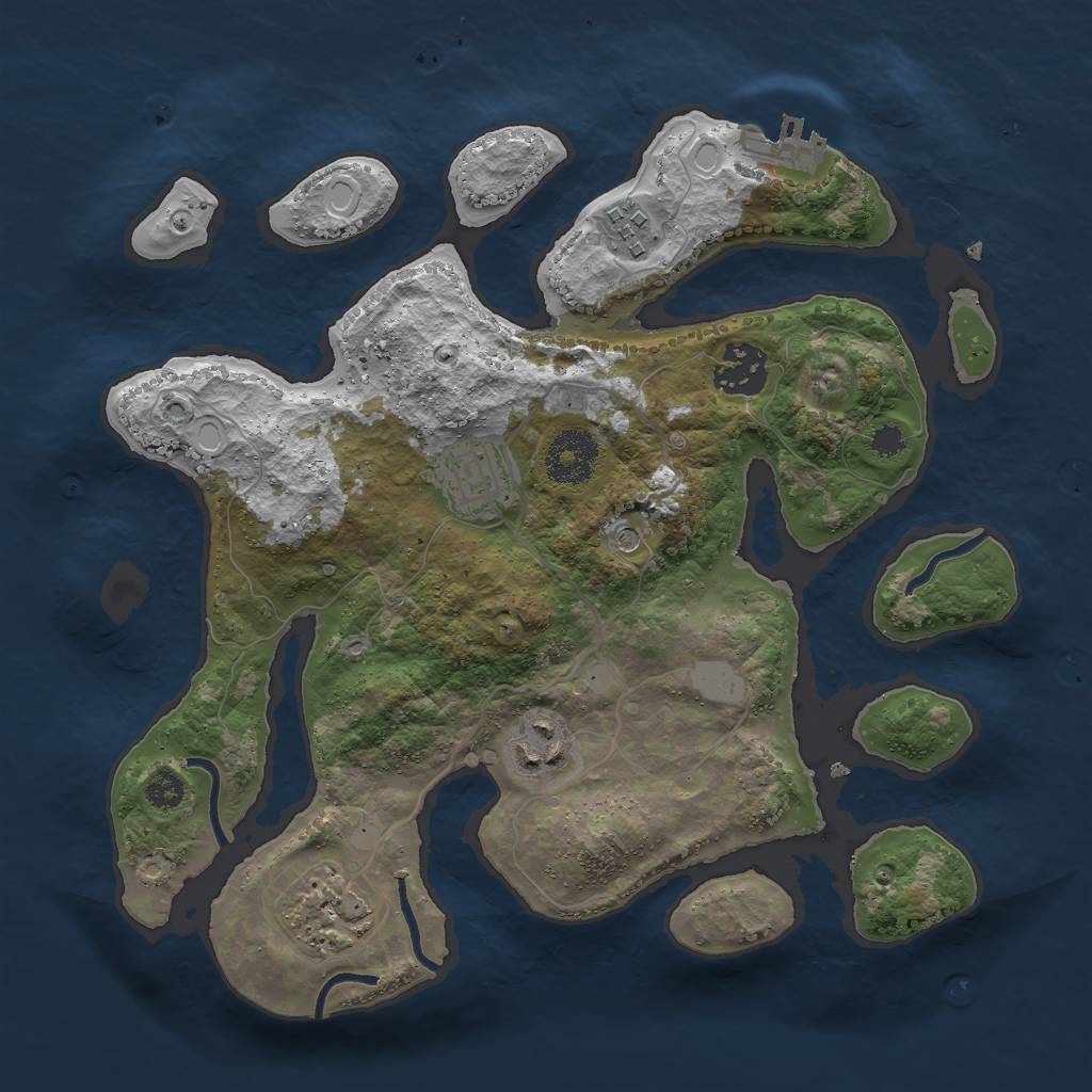 Rust Map: Procedural Map, Size: 3000, Seed: 135880971, 12 Monuments
