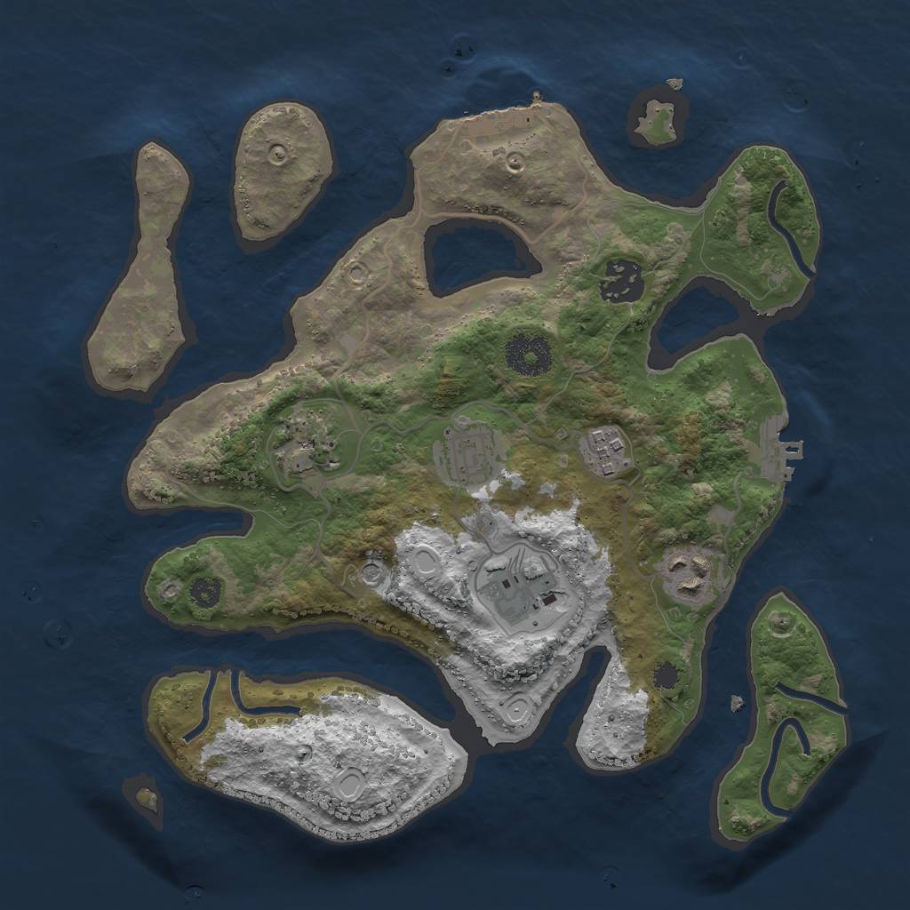 Rust Map: Procedural Map, Size: 3000, Seed: 730, 14 Monuments