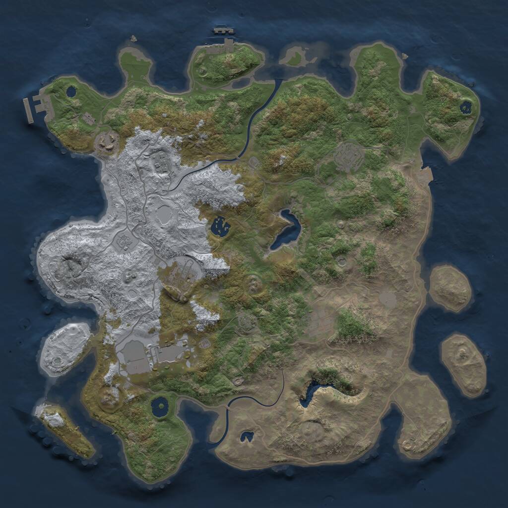 Rust Map: Procedural Map, Size: 4000, Seed: 329556415, 13 Monuments