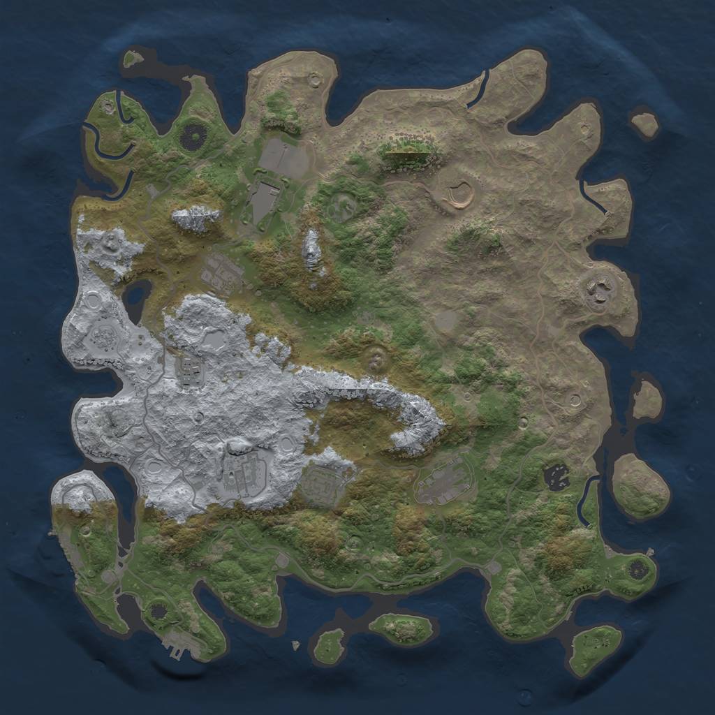 Rust Map: Procedural Map, Size: 4000, Seed: 998353915, 18 Monuments