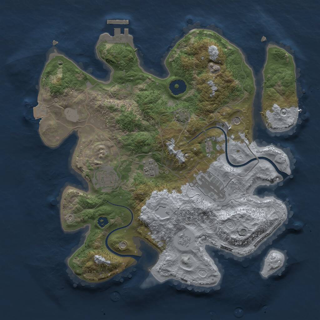 Rust Map: Procedural Map, Size: 3000, Seed: 370609029, 8 Monuments