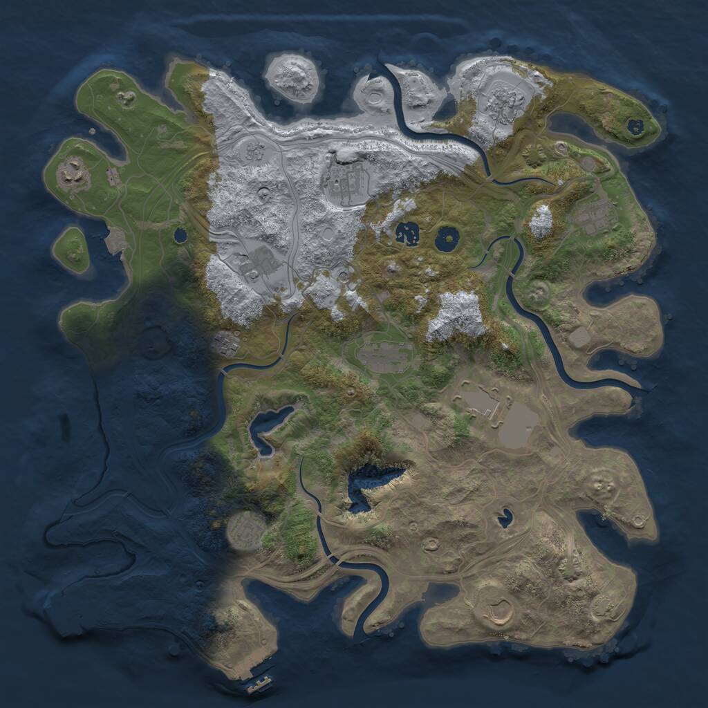 Rust Map: Procedural Map, Size: 4250, Seed: 87224989, 17 Monuments