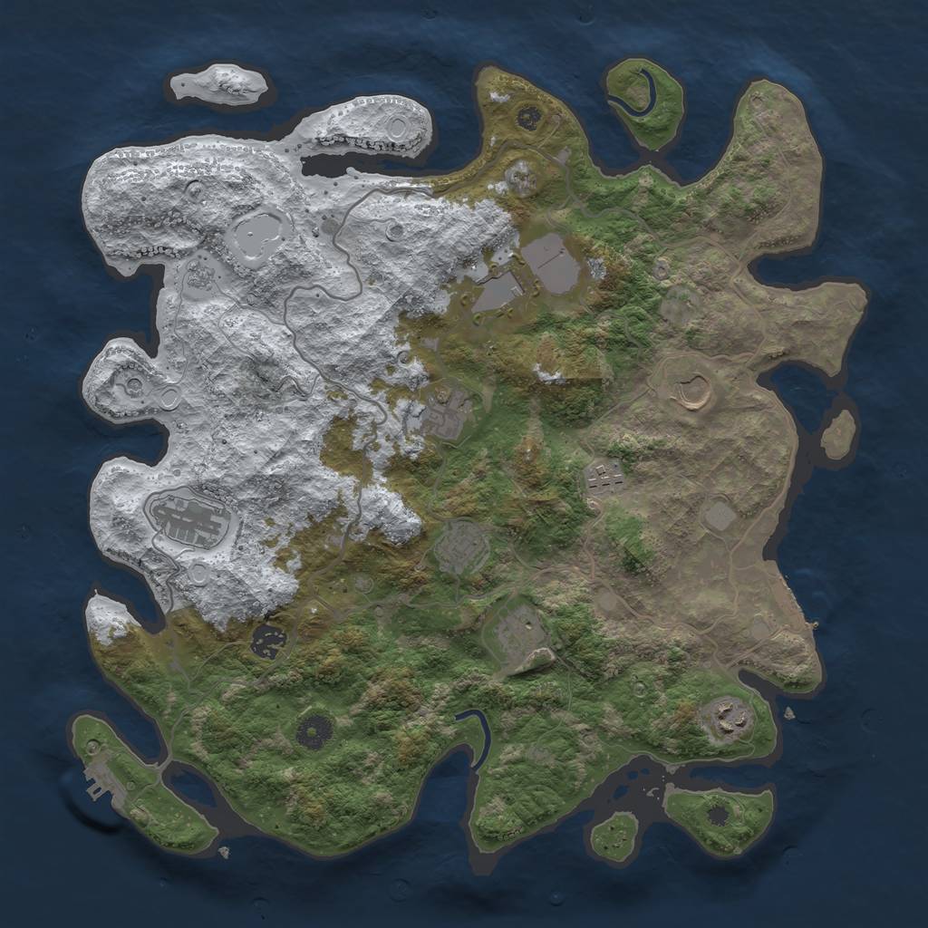 Rust Map: Procedural Map, Size: 4000, Seed: 306286088, 18 Monuments