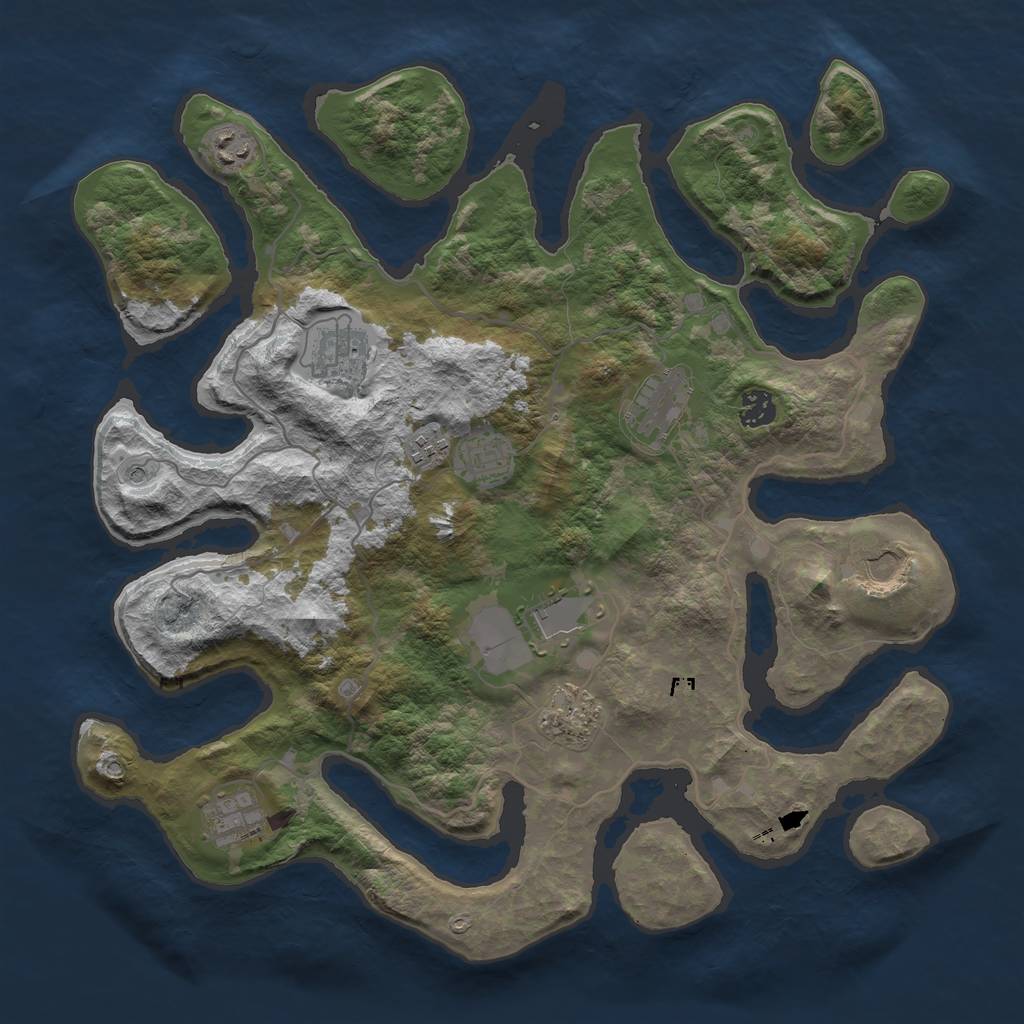 Rust Map: Barren, Size: 4000, Seed: 78457, 13 Monuments