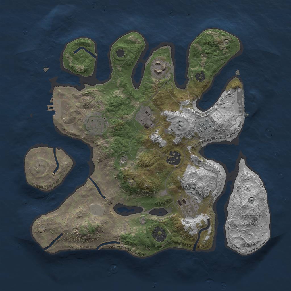 Rust Map: Procedural Map, Size: 3000, Seed: 102837638, 14 Monuments