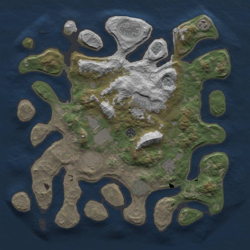 Rust Map: Barren, Size: 4000, Seed: 75644, 12 Monuments