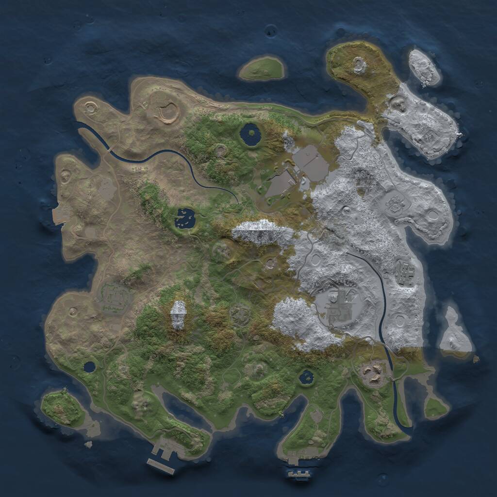 Rust Map: Procedural Map, Size: 3500, Seed: 795846132, 13 Monuments