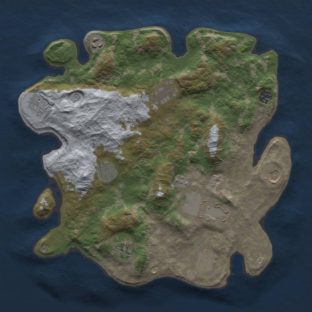 Rust Map: Barren, Size: 3600, Seed: 547809620, 13 Monuments