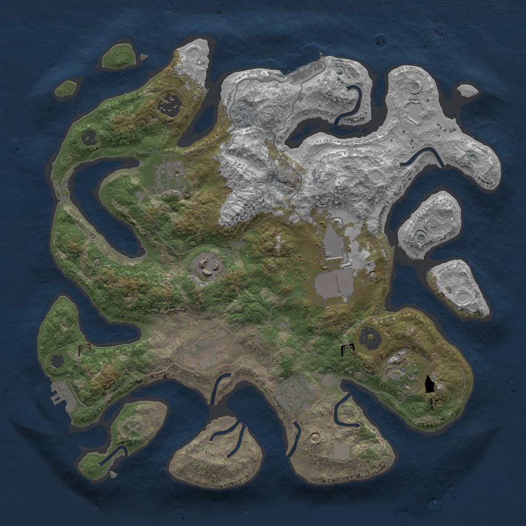 Rust Map: Procedural Map, Size: 3500, Seed: 1595355936, 15 Monuments