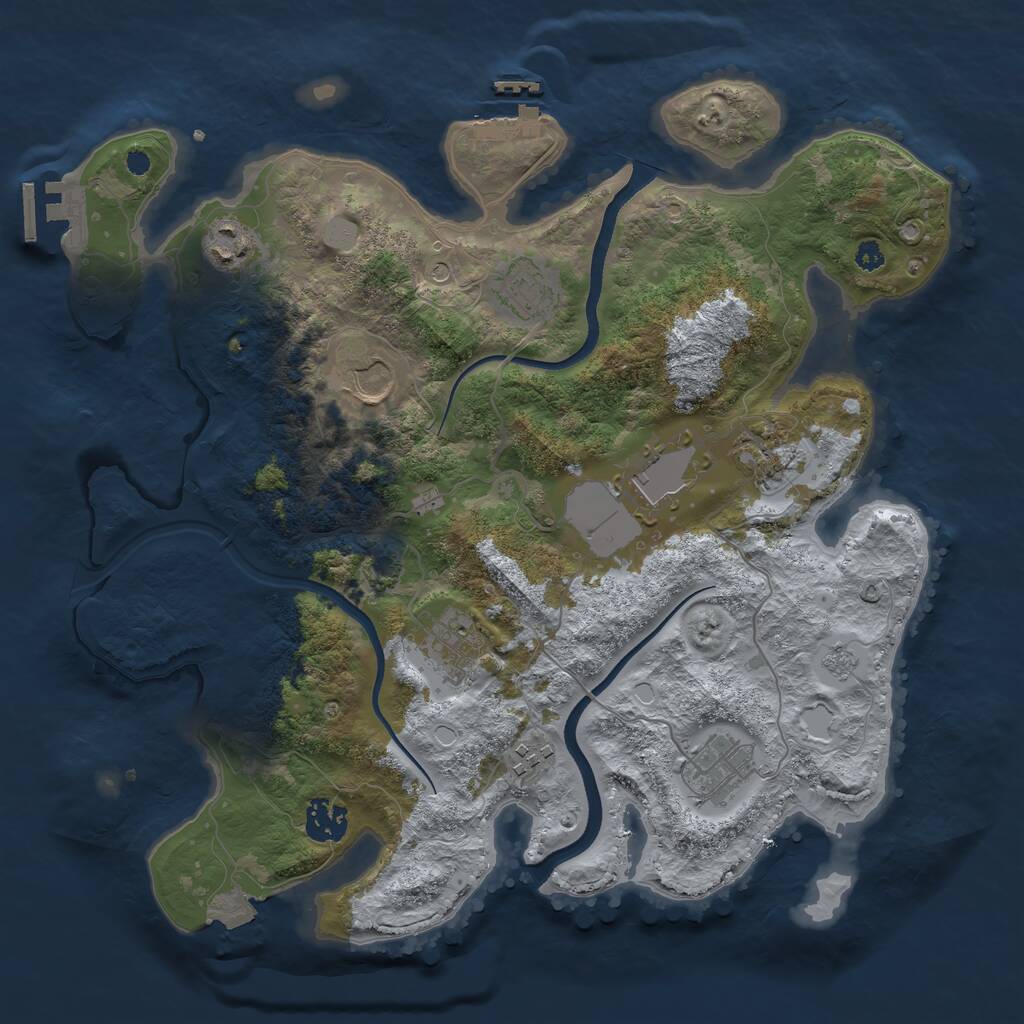 Rust Map: Procedural Map, Size: 3500, Seed: 1077799830, 15 Monuments