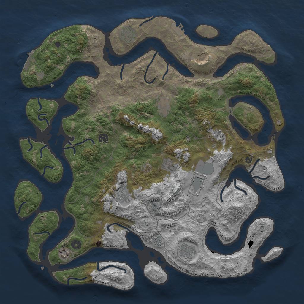 Rust Map: Procedural Map, Size: 4500, Seed: 1846041293, 19 Monuments