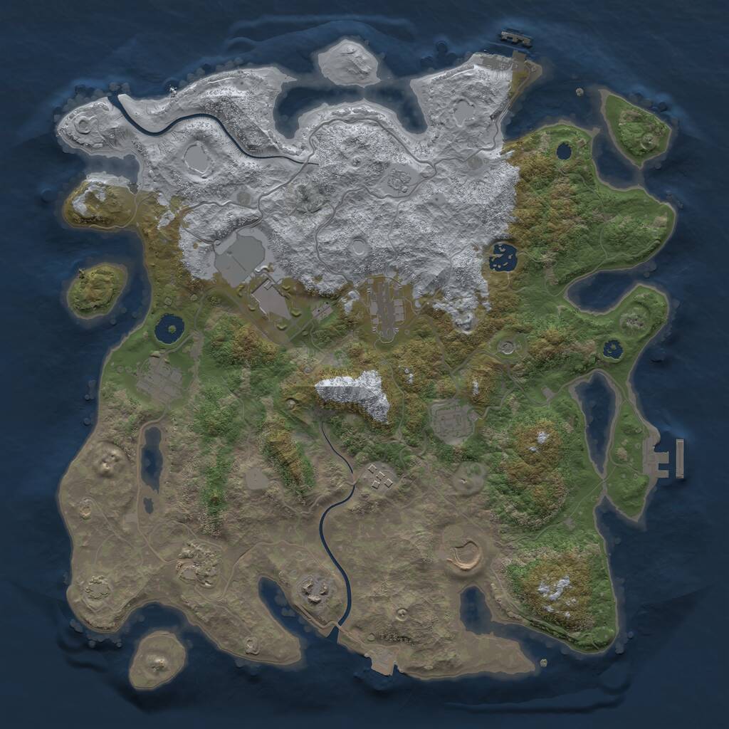 Rust Map: Procedural Map, Size: 3800, Seed: 28498, 15 Monuments