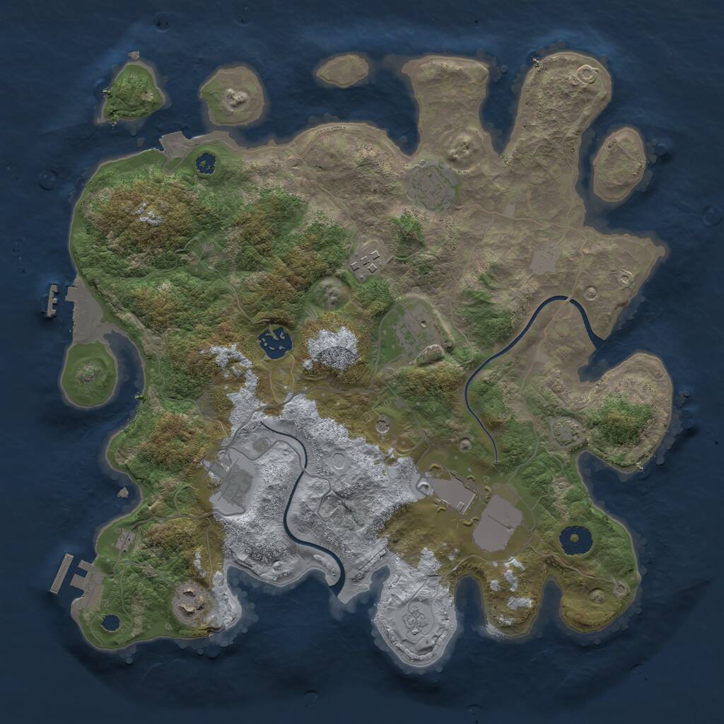 Rust Map: Procedural Map, Size: 3500, Seed: 345234, 13 Monuments