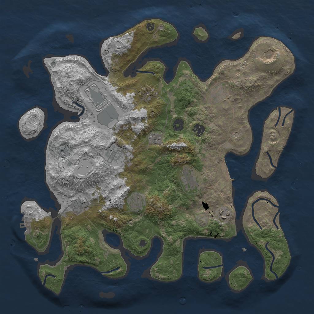 Rust Map: Procedural Map, Size: 3950, Seed: 210043359, 19 Monuments