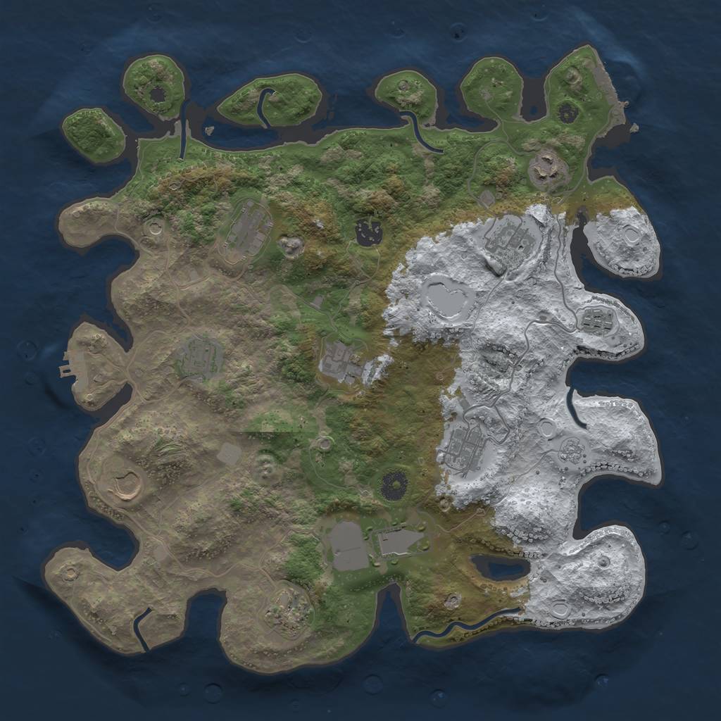 Rust Map: Procedural Map, Size: 3800, Seed: 7455242, 20 Monuments