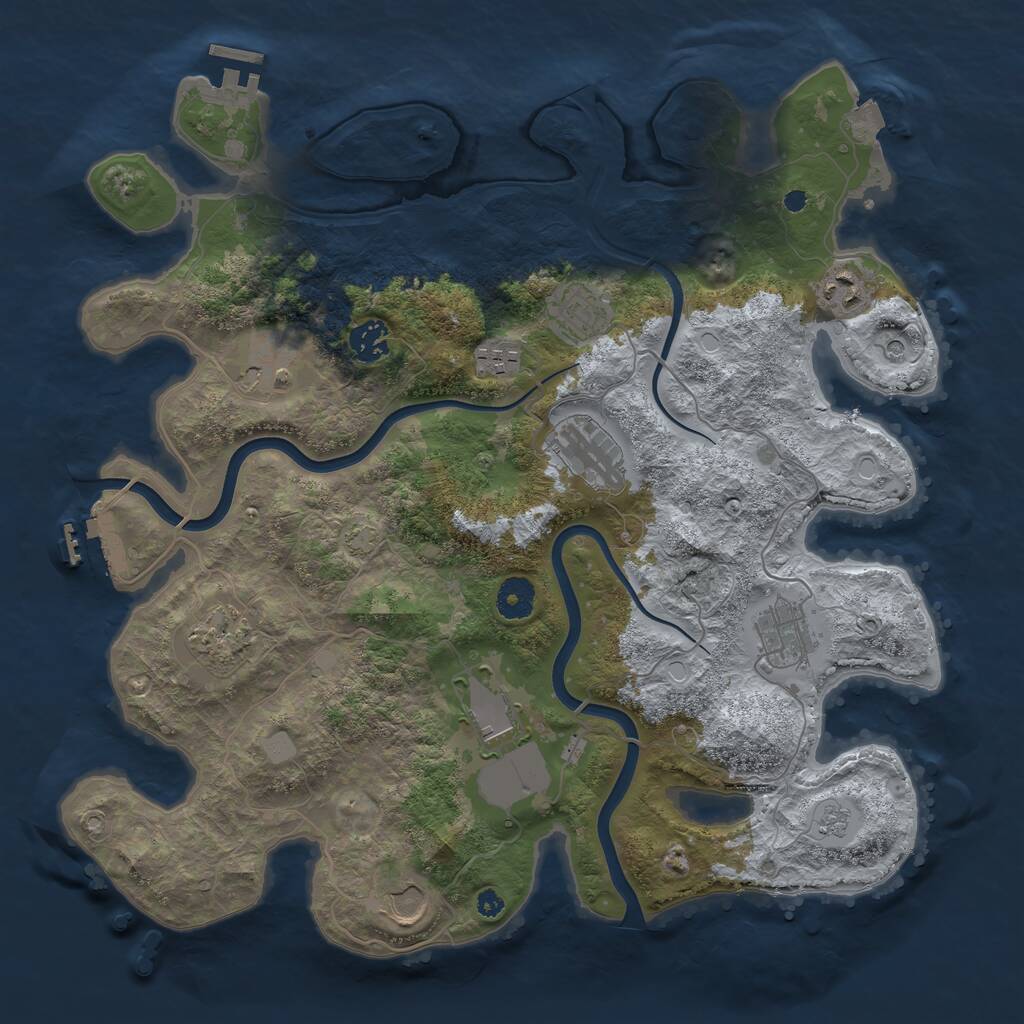 Rust Map: Procedural Map, Size: 3800, Seed: 7455242, 16 Monuments