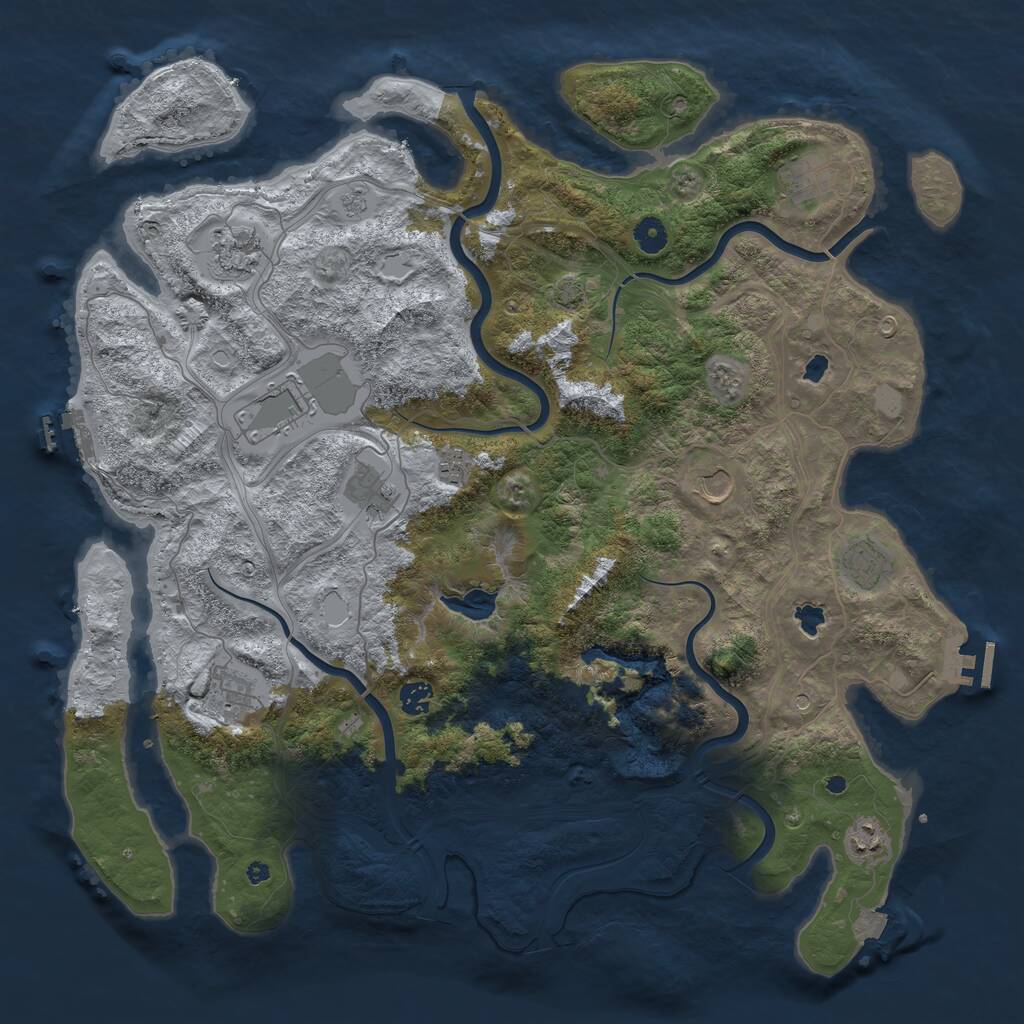 Rust Map: Procedural Map, Size: 4500, Seed: 390304687, 16 Monuments