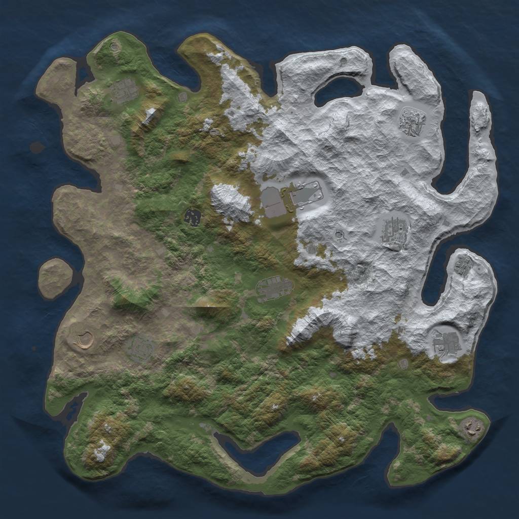 Rust Map: Barren, Size: 4500, Seed: 40810, 14 Monuments