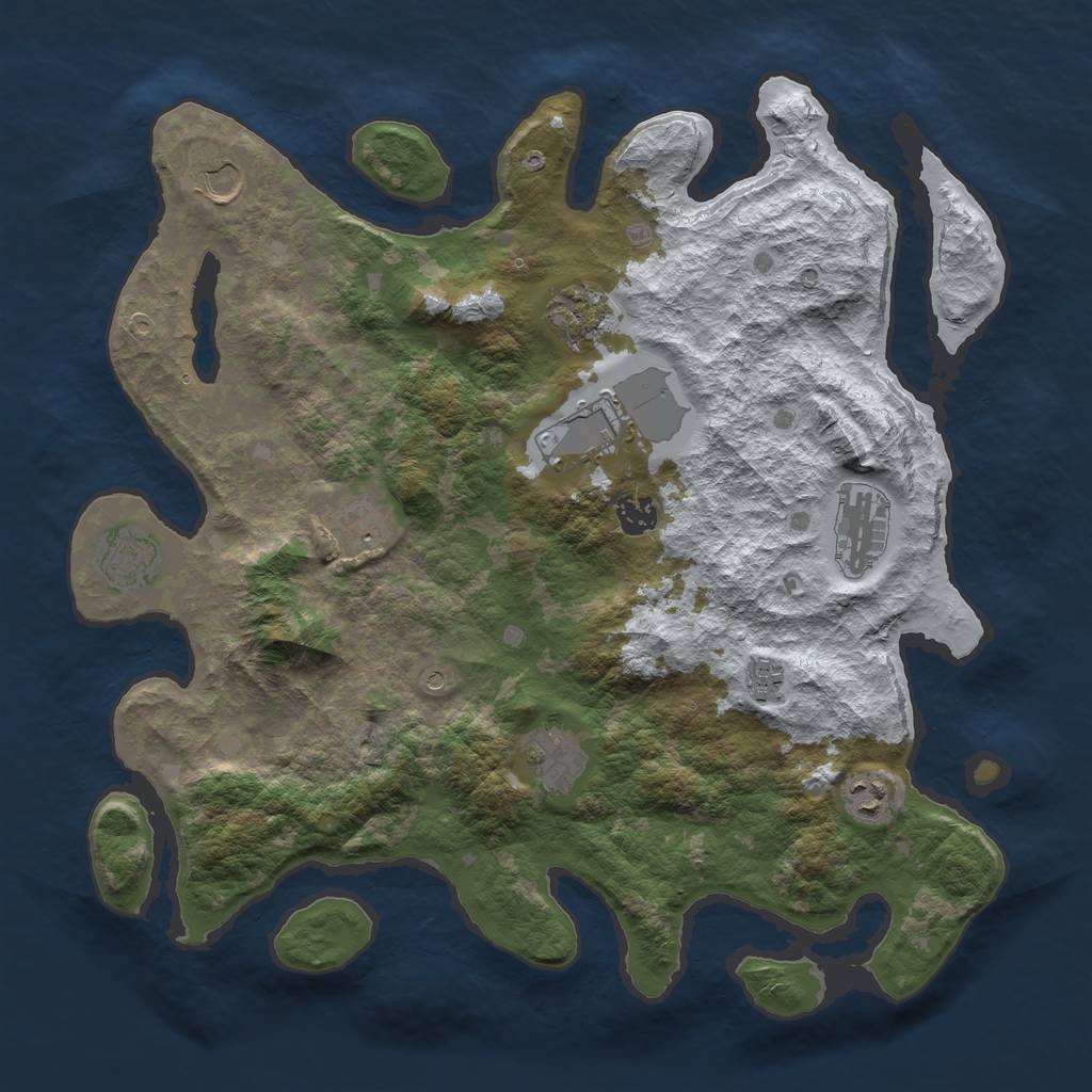 Rust Map: Barren, Size: 4000, Seed: 400015, 13 Monuments