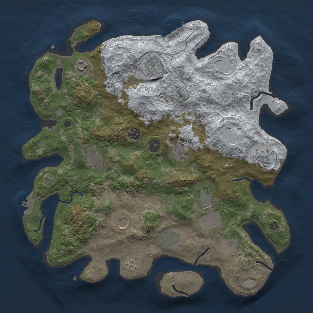 Rust Map: Procedural Map, Size: 3800, Seed: 130810, 20 Monuments