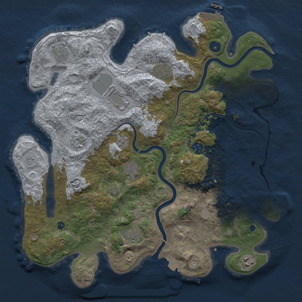 Rust Map: Procedural Map, Size: 3950, Seed: 775034660, 15 Monuments
