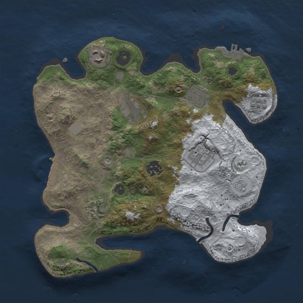Rust Map: Procedural Map, Size: 3000, Seed: 23345, 16 Monuments