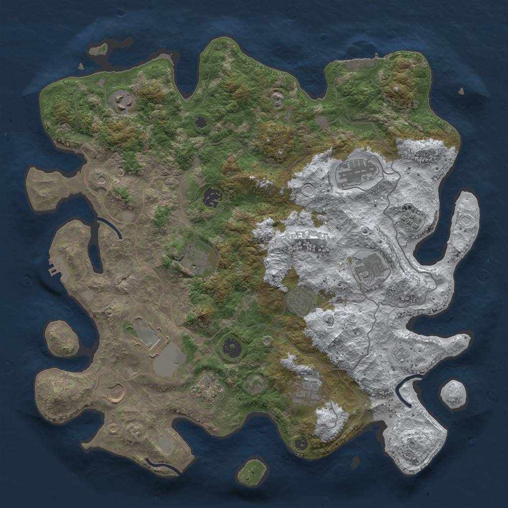 Rust Map: Procedural Map, Size: 4000, Seed: 25747, 20 Monuments