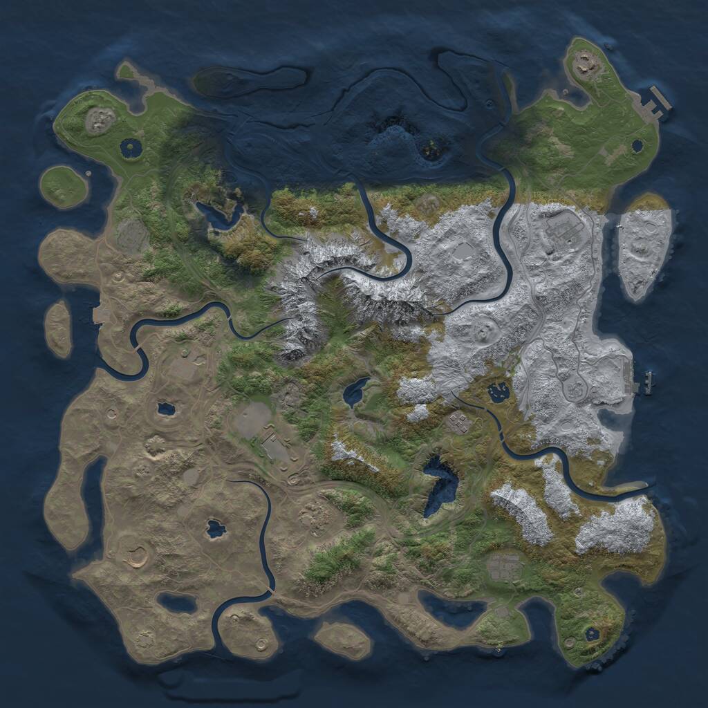 Rust Map: Procedural Map, Size: 5000, Seed: 584428, 16 Monuments