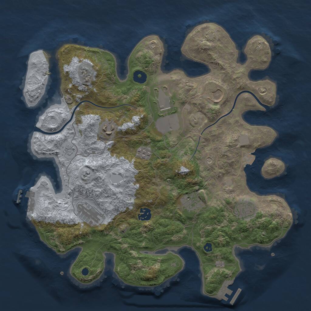 Rust Map: Procedural Map, Size: 3500, Seed: 158462, 14 Monuments