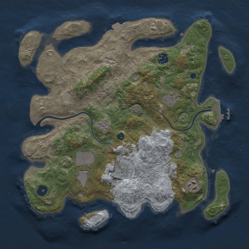 Rust Map: Procedural Map, Size: 3500, Seed: 36090909, 11 Monuments