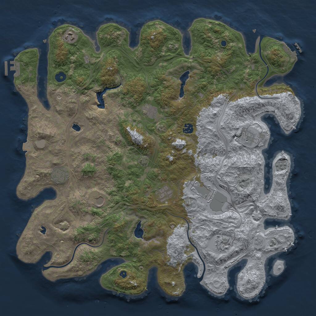 Rust Map: Procedural Map, Size: 4500, Seed: 371716914, 16 Monuments