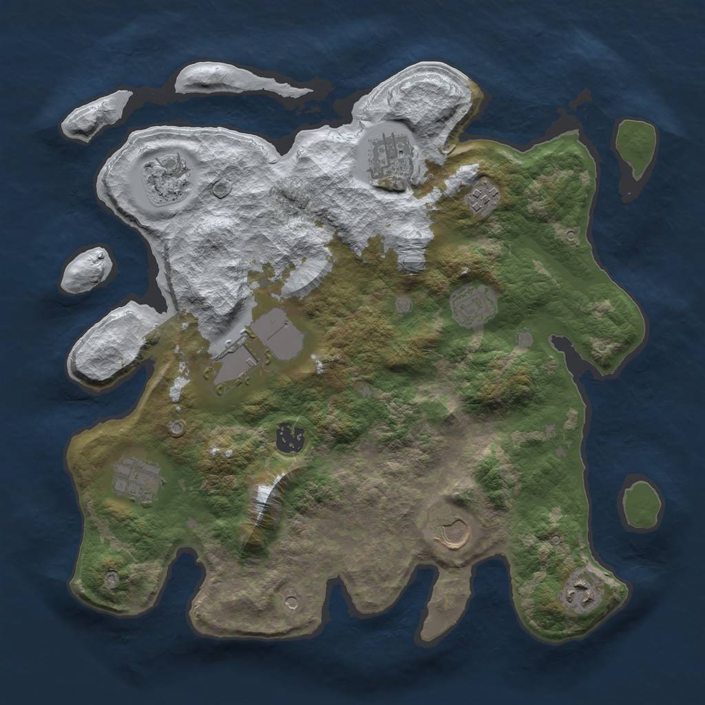 Rust Map: Barren, Size: 3500, Seed: 3504, 12 Monuments