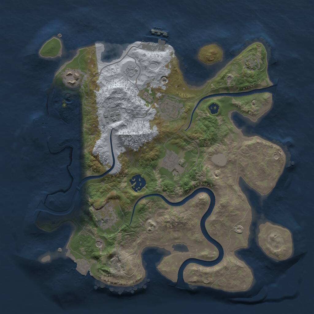 Rust Map: Procedural Map, Size: 3000, Seed: 3521, 12 Monuments