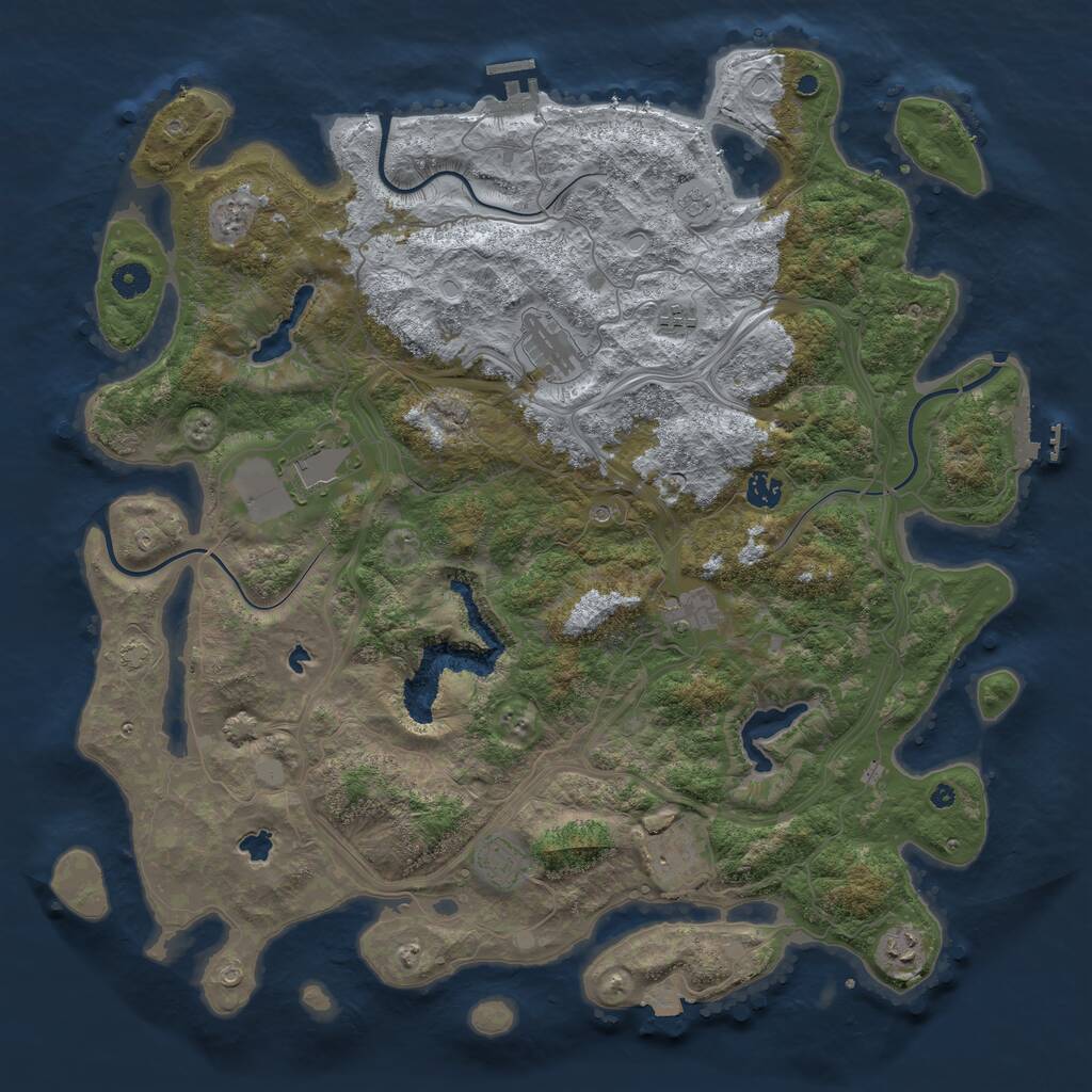 Rust Map: Procedural Map, Size: 4500, Seed: 2097360159, 14 Monuments