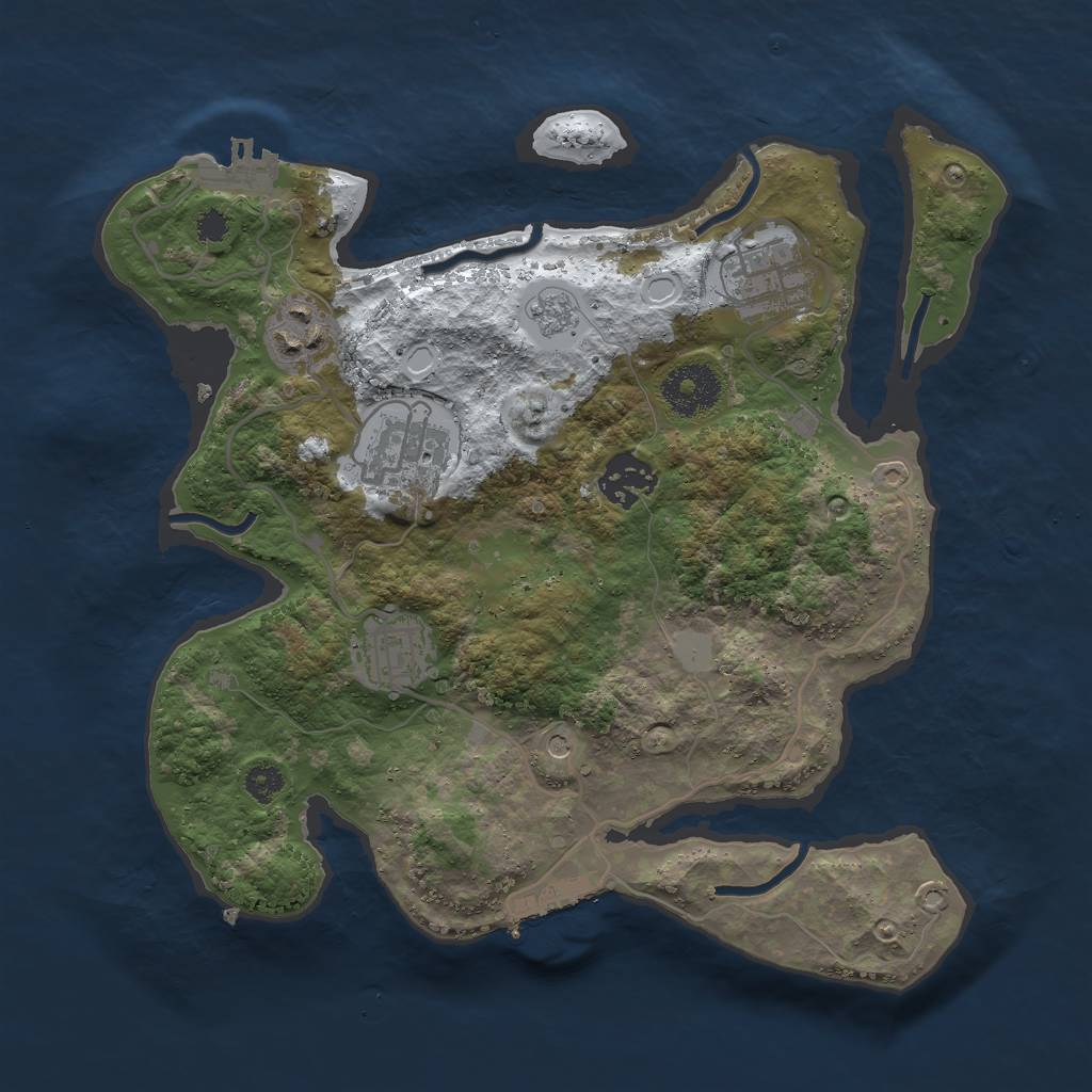 Rust Map: Procedural Map, Size: 3000, Seed: 2385441, 14 Monuments