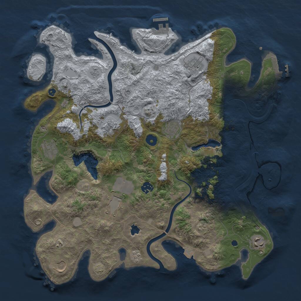 Rust Map: Procedural Map, Size: 4000, Seed: 1277981709, 15 Monuments