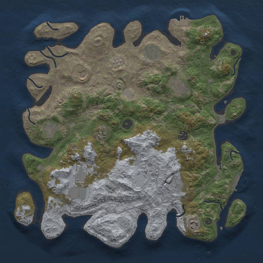 Rust Map: Procedural Map, Size: 4000, Seed: 1975066130, 19 Monuments