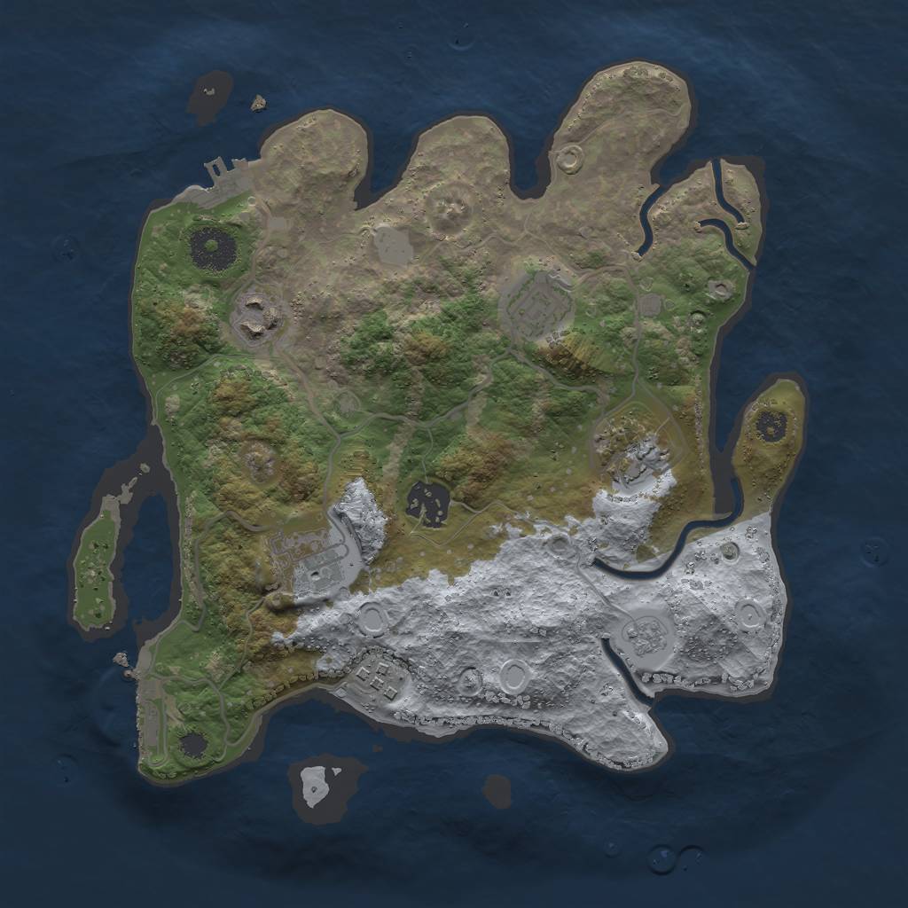 Rust Map: Procedural Map, Size: 3000, Seed: 2082771365, 14 Monuments