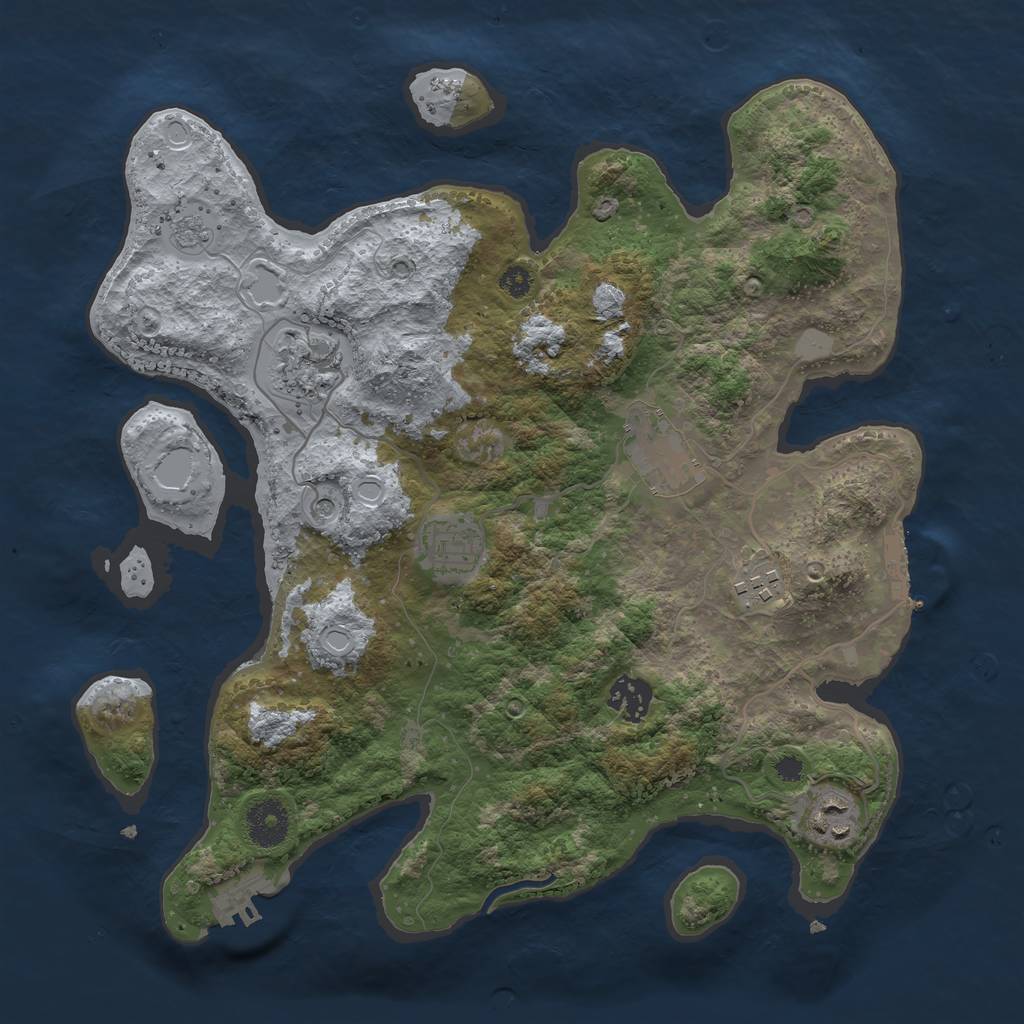 Rust Map: Procedural Map, Size: 3400, Seed: 53555, 15 Monuments