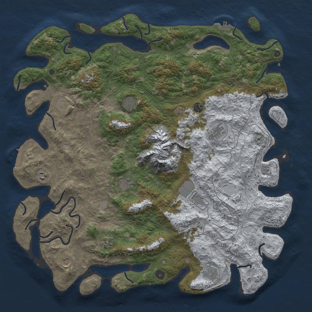 Rust Map: Procedural Map, Size: 5000, Seed: 2105, 20 Monuments