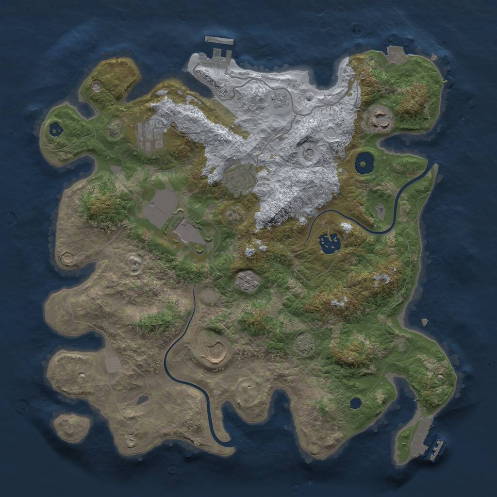 Rust Map: Procedural Map, Size: 3500, Seed: 607042470, 13 Monuments