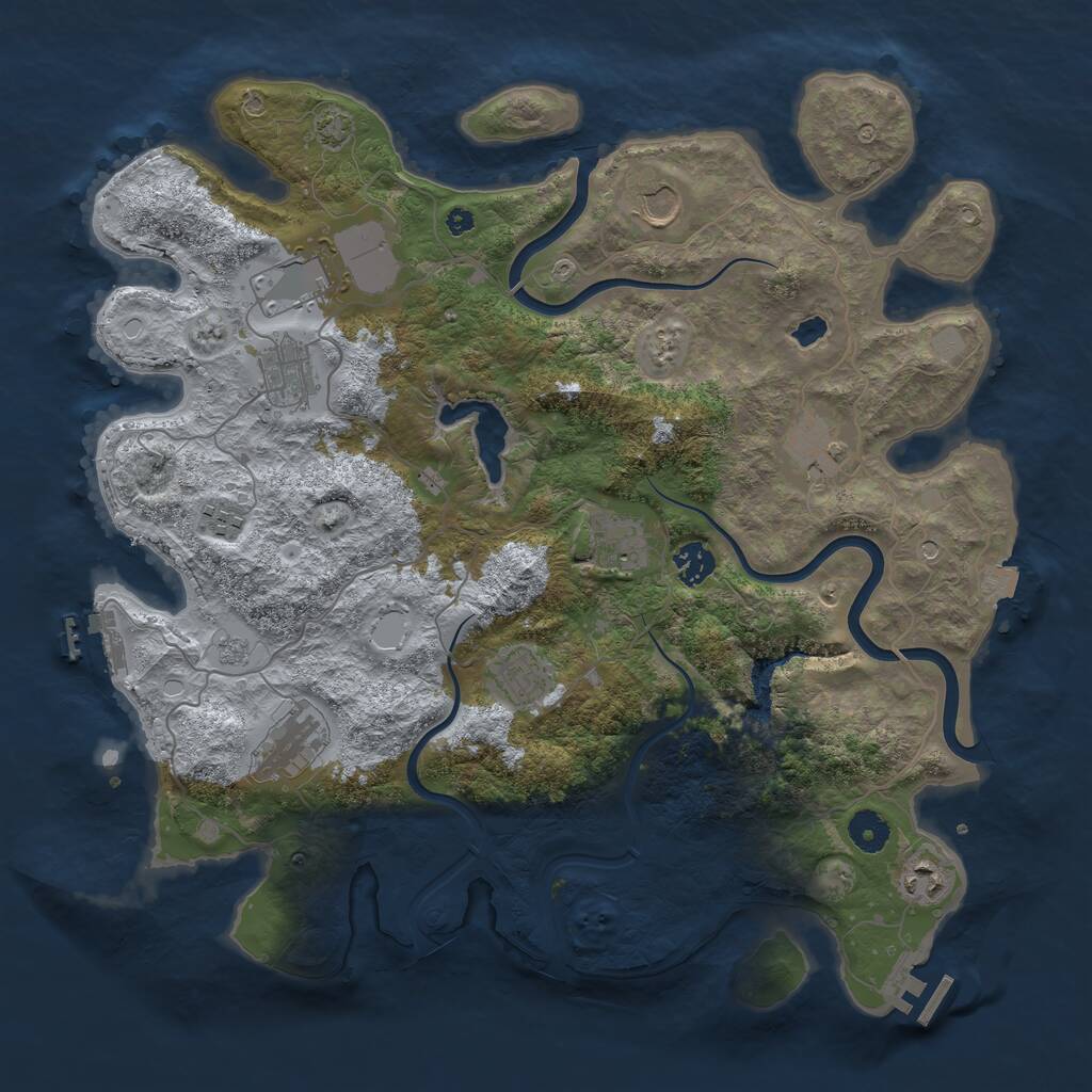 Rust Map: Procedural Map, Size: 4000, Seed: 324674, 16 Monuments