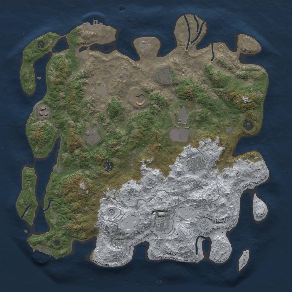 Rust Map: Procedural Map, Size: 4000, Seed: 1315453822, 18 Monuments